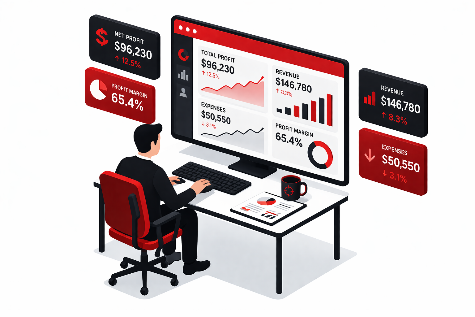 Real-Time BI Dashboard with Profit and Revenue Metrics